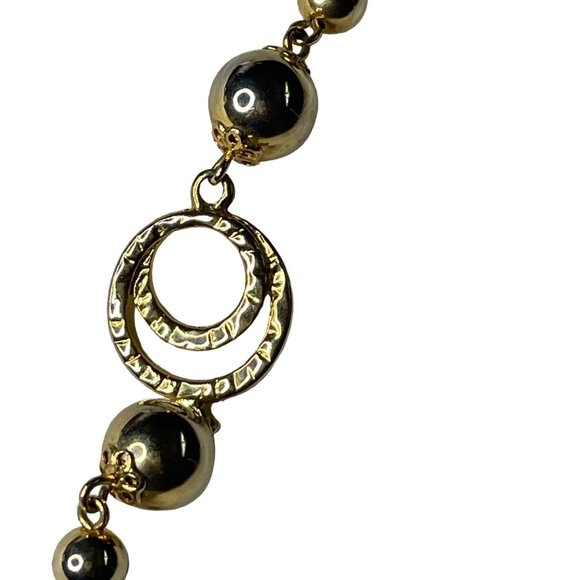 Vintage Gold Tone Multi Strand Chain Necklace Beads Circular Accents 1980s u Sta - Picture 3 of 6